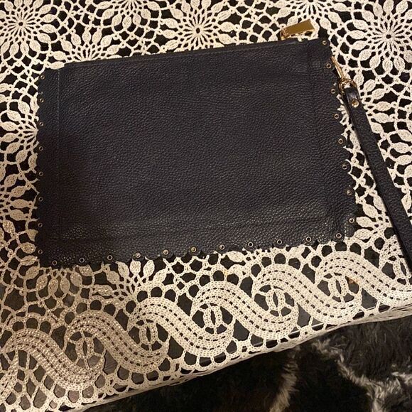 Michael Kors Scalloped Navy Leather Wristlet - Picture 2 of 11